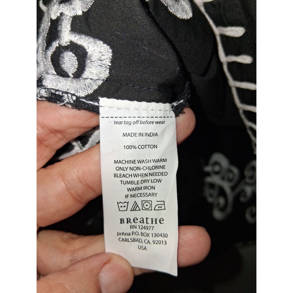 🖤 prAna Black Embroidered A-Line Skirt | Boho Cotton | Size 6 - Picture 4 of 7